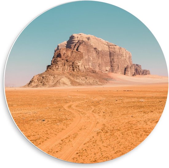 Forex Wandcirkel - Beschermd Gebied Wadi Rum - Jordanië - 50x50cm Foto op Wandcirkel (met ophangsysteem)