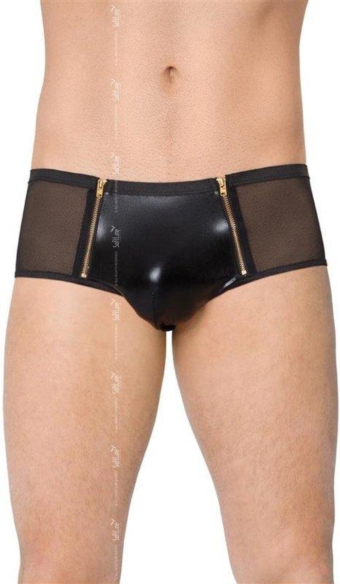 SoftLine Collection - Stoere pants met wetlook finish zwart XL