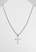Urban Classics - Diamond Cross Necklace silver one size Ketting - Zilverkleurig