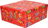 2x Rollen inpakpapier/cadeaupapier Club van Sinterklaas rood 200 x 70 cm - Cadeaupapier/inpakpapier voor 5 december pakjesavond