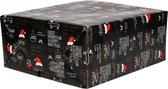 4x Rollen Kerst kadopapier print zwart  2,5 x 0,7 meter op rol 70 grams - Luxe papier kwaliteit cadeaupapier/inpakpapier - Kerstmis