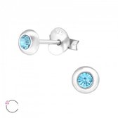 Aramat jewels ® - Oorstekers sterling zilver 5mm swarovski elements kristal blauw