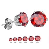 Aramat jewels ® - Oorstekers rond zirkonia staal rood 5mm