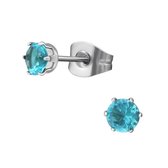 Aramat jewels ® - Zweerknopjes oorbellen zirkonia blauw chirurgisch staal 4mm