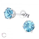 Aramat jewels ® - Zilveren oorbellen 6mm blauw swarovski elements kristal