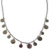 Dames ketting met rondjes staal zilverkleurig 45cm