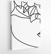 Abstract face with flowers by one line vector drawing. - Modern Art Canvas - Vertical - 1513784429 - 40-30 Vertical