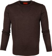 Suitable Merino Trui O-neck Donkerbruin - maat M
