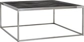 Zwarte houten salontafel met zilver metalen onderstel 90x90 cm (r-000SP34003)