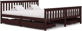 vidaXL Bedframe met 4 lades massief grenenhout donkerbruin 180x200 cm