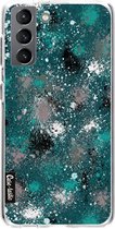 Casetastic Samsung Galaxy S21 4G/5G Hoesje - Softcover Hoesje met Design - Paint Splatter Dark Green Print