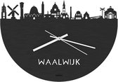 Skyline Klok Waalwijk Zwart hout - Ø 40 cm - Woondecoratie - Wand decoratie woonkamer - WoodWideCities