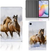 Tablethoesje Geschikt voor Samsung Galaxy Tab S6 Lite | Tab S6 Lite 2022 Cover met Magneetsluiting Paarden