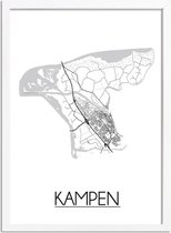 Kampen Plattegrond poster A2 + fotolijst wit (42x59,4cm) DesignClaud