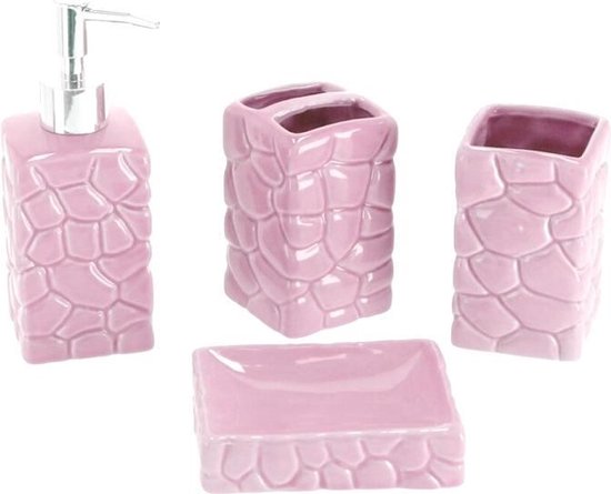 Onrustig Verdienen Prooi Gerimport Badkameraccessoires 7 X 18 Cm Keramiek Roze 4-delig | bol.com