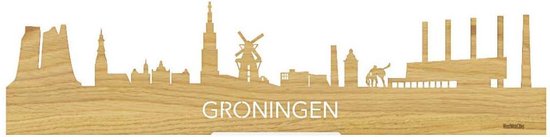 Standing Skyline Oud Groningen Eikenhout - 60 cm - Woondecoratie design - Decoratie om neer te zetten en om op te hangen - Meer steden beschikbaar - Cadeau voor hem - Cadeau voor haar - Jubileum - Verjaardag - Housewarming - Interieur -