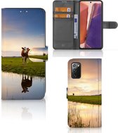 Smartphone Hoesje Geschikt voor Samsung Galaxy Note 20 Flip Case Koe