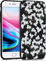 iMoshion Hoesje Geschikt voor iPhone SE (2022) / SE (2020) / 8 / 7 Hoesje Siliconen - iMoshion Design hoesje - Wit / Zwart / White Flowers