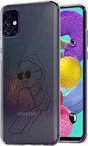 iMoshion Design voor de Samsung Galaxy A51 hoesje - Abstract Vrouw - Zwart