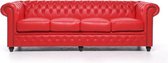 Chesterfield Bank Original Leer | 4-zits | Rood | 12 jaar garantie