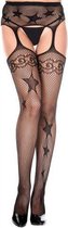 Music Legs - Visnet Jarretelpanty Met Sterrendesign - Zwart