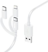 Hama 3in1-micro-USB-kabel Met Adapter Naar USB-C En Lightning 1,0 M Wit