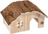 Duvo+ Knaagdieren houten lodge schorsdak 21x13x12cm