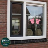 Geboorte raamsticker Hoera een tweeling 2 meisjes