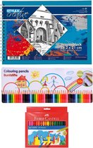 Tekenen voor kinderen A4 schetboek met 50x potloden en 36x stiften setje - Cadeau voor jongens en meisjes van 2 tot 11 jaar