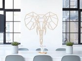 HOUTEN WANDDECORATIE / WOODEN WALL DECORATION - GEOMETRISCHE MUURDECORATIE / GEOMETRIC WALL ART - OLIFANT / ELEPHANT - 100 x 100cm - LICHT HOUT / NATURAL WOOD - ORIGAMI DESIGN WAND