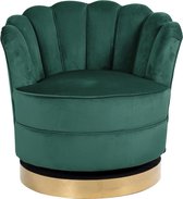 Fauteuil groen velvet velours gouden rand draaibaar (r-000SP33959)