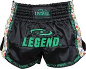 Legend Sports Kickboksshort Flower Dames Satijn Zwart/groen Mt S