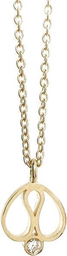 Handgemaakt luxe 14 karaat geel gouden collier  van goudsmederij vanNienke® - Hanger 14 karaat goud met 0.05ct 2,4mm briljant geslepen diamant, 45 cm lengte met karabijnhaaksluiting.