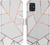 iMoshion Design Softcase Book Case Samsung Galaxy A51 hoesje - White Graphic