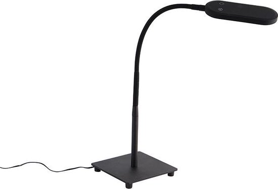 Qazqa Lampadaire Noir Avec Lampe De Lecture Avec Led Et Variateur - Diva 2 | Leen Bakker