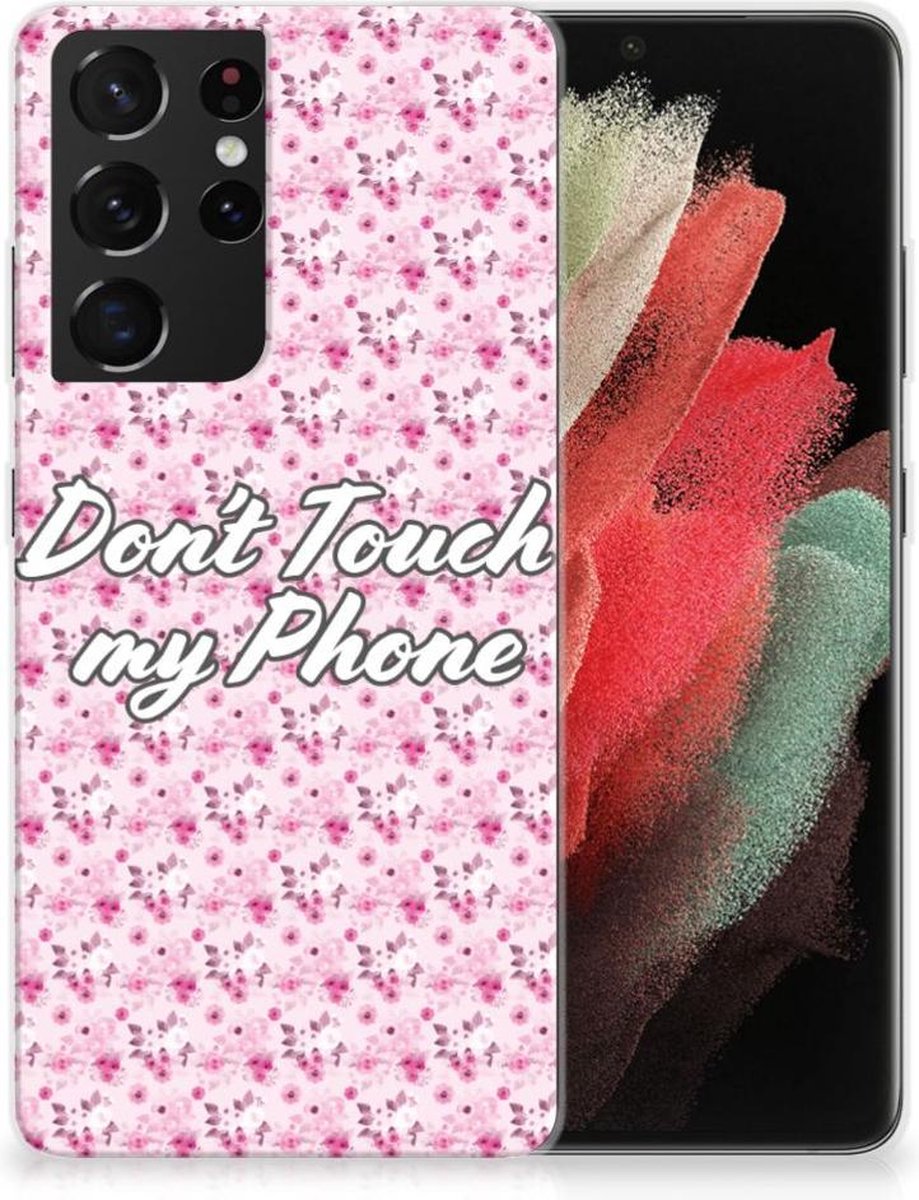 Samsung Galaxy S21 Ultra Silicone-hoesje Flowers Pink DTMP