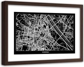 Foto in frame , Plattegrond Wenen , 120x80cm , Zwart wit , wanddecoratie