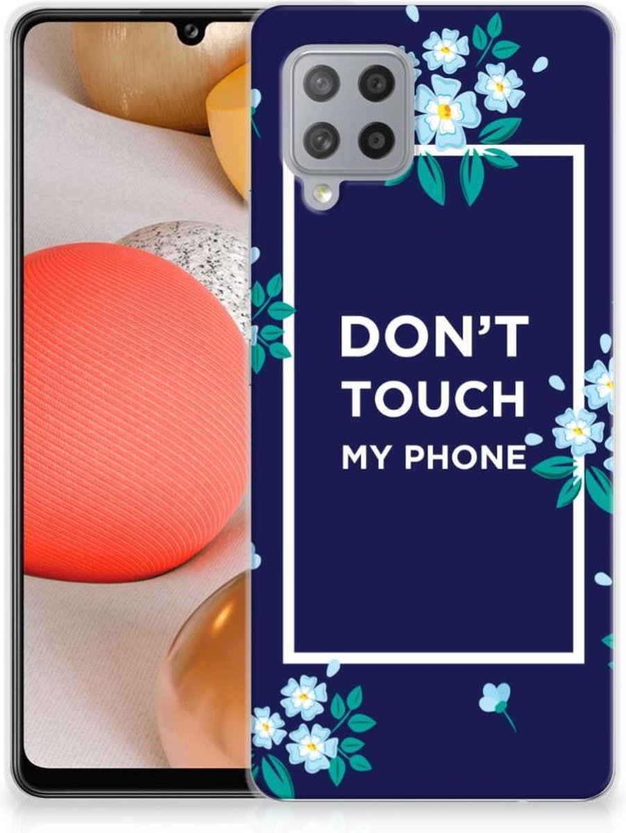 Samsung Galaxy A42 Silicone-hoesje Flowers Blue DTMP