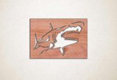 Wanddecoratie - Wandpaneel haai - M - 60x88cm - Multiplex - muurdecoratie - Line Art