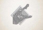 Line Art - Krokodil met achtergrond - XS - 25x26cm - EssenhoutWit - geometrische wanddecoratie