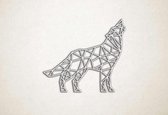 Line Art - Wolf 5 - XS - 25x29cm - EssenhoutWit - geometrische wanddecoratie