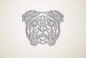 Line Art - Hond - Engelse Bulldog - XS - 25x30cm - Wit - geometrische wanddecoratie