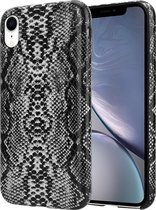 ShieldCase Slangenleer hoesje geschikt voor Apple iPhone Xr - zwart-wit