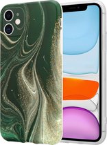 ShieldCase Marmeren geschikt voor Apple iPhone 11 hoesje met camerabescherming - groen - Hardcase hoesje marmer look - Groen kleurig telefoonhoesje marmeren uitstraling - Book Case - Backcover beschermhoesje