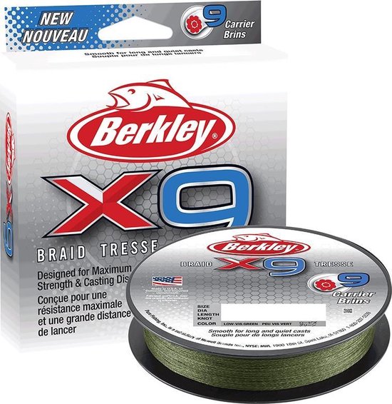 Berkley X9 Braid Low Visual Green - 17.0kg - 0.17mm - 150m - Groen