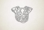 Line Art - Hond - Jack Russel - XS - 23x30cm - EssenhoutWit - geometrische wanddecoratie