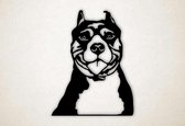Wanddecoratie - Hond - Pitbull - M - 78x60cm - Zwart - muurdecoratie - Line Art