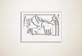 Wanddecoratie - Wandpaneel paard met veulen - M - 60x82cm - Wit - muurdecoratie - Line Art