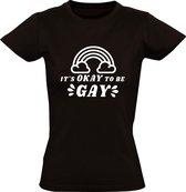 It's okay to be gay  dames t-shirt | homo | gaypride | gayparade | lesbian | lesbisch | liefde | kado | Zwart