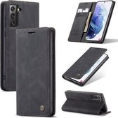 CaseMe - Hoesje geschikt voor Samsung Galaxy S21 -Wallet Book Case - Magneetsluiting - Zwart